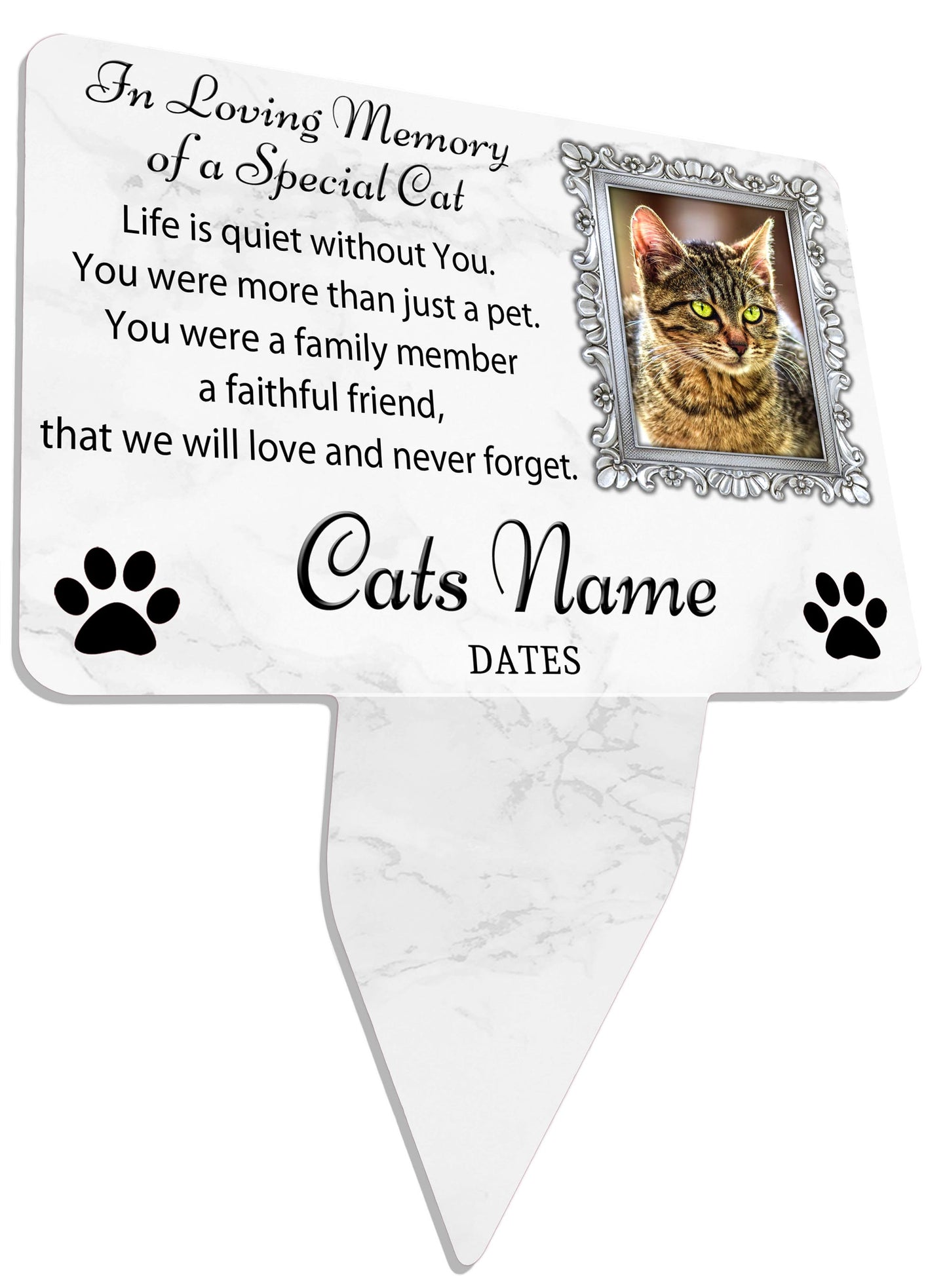 Photo Personalised Cat Kitten Memorial Plaque.