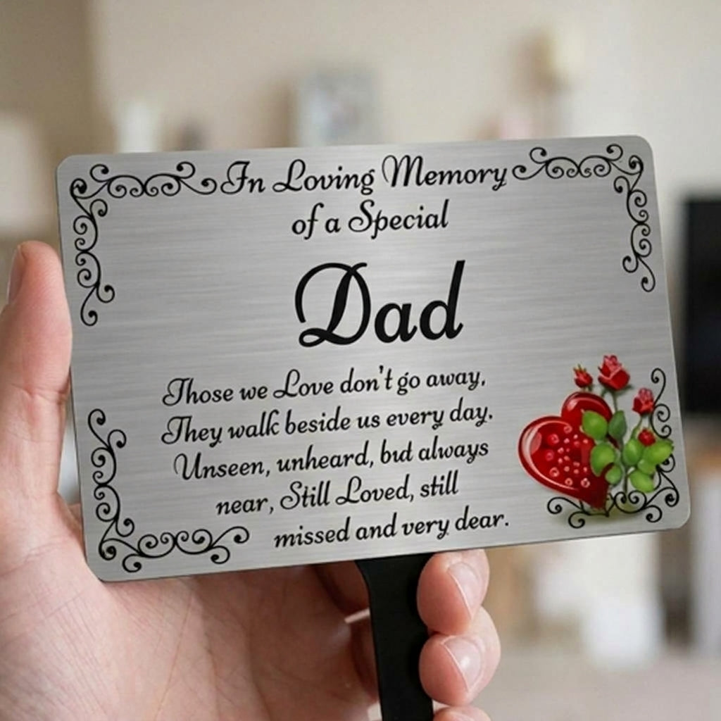 Dad Memorial Plaque & Stake Brushed Silver or Gold