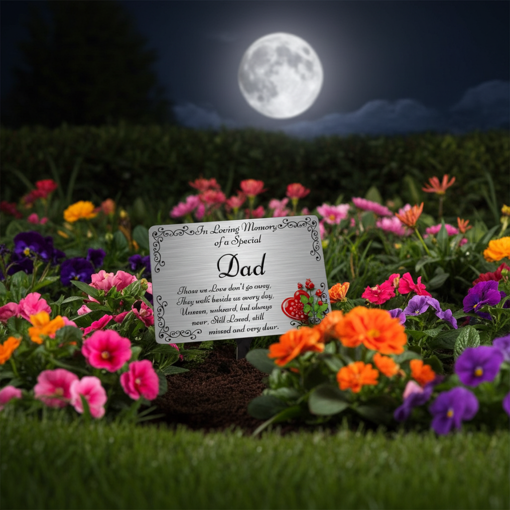 Dad Memorial Plaque & Stake Brushed Silver or Gold