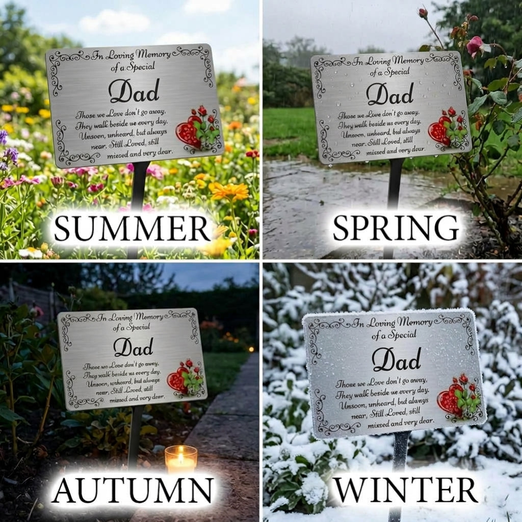 Dad Memorial Plaque & Stake Brushed Silver or Gold