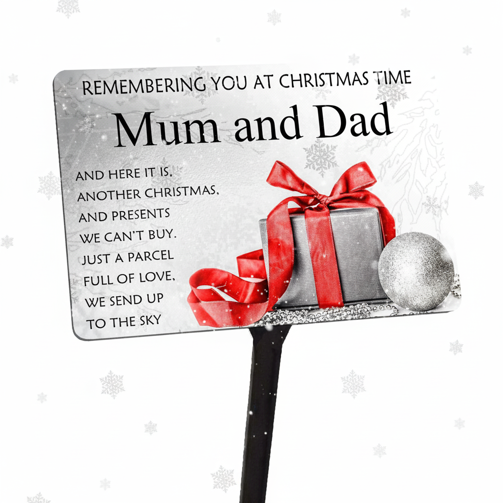 Personalised Christmas Memorial Plaque & Stake with Name Parcel
