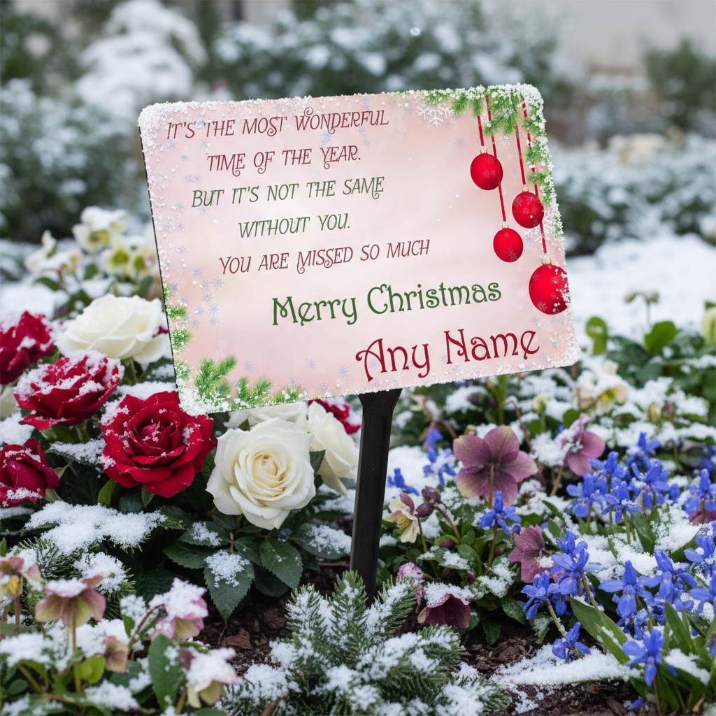 Personalised Christmas Memorial Plaque & Stake with Name Most Wonderful