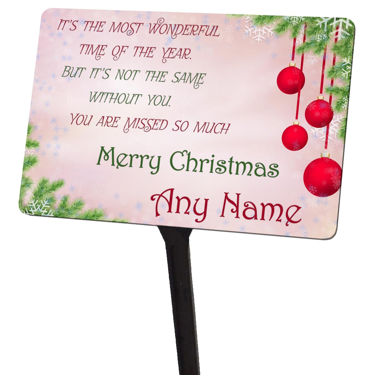 Personalised Christmas Memorial Plaque & Stake with Name Most Wonderful