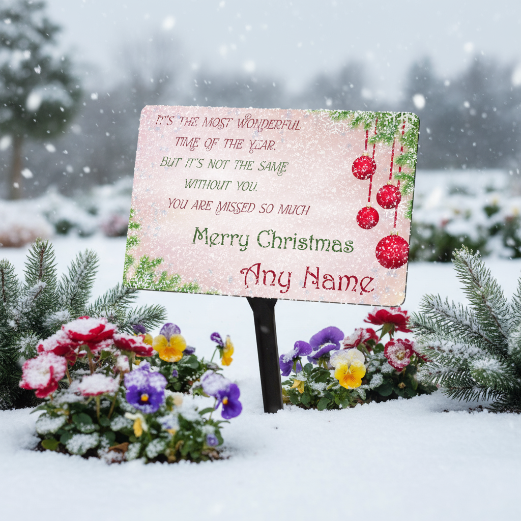 Personalised Christmas Memorial Plaque & Stake with Name Most Wonderful