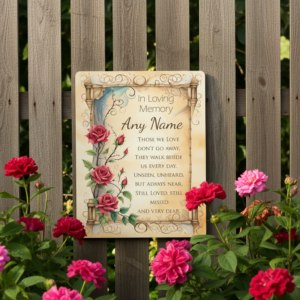 Large Personalised Memorial Plaque. Waterproof with UV Protection. Gloss Finish