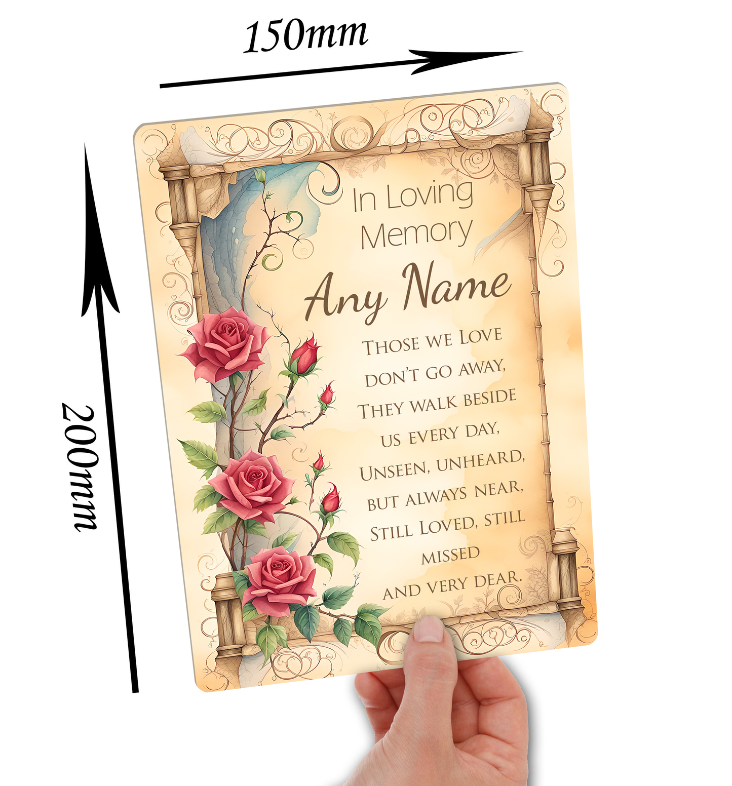 Large Personalised Memorial Plaque. Waterproof with UV Protection. Gloss Finish