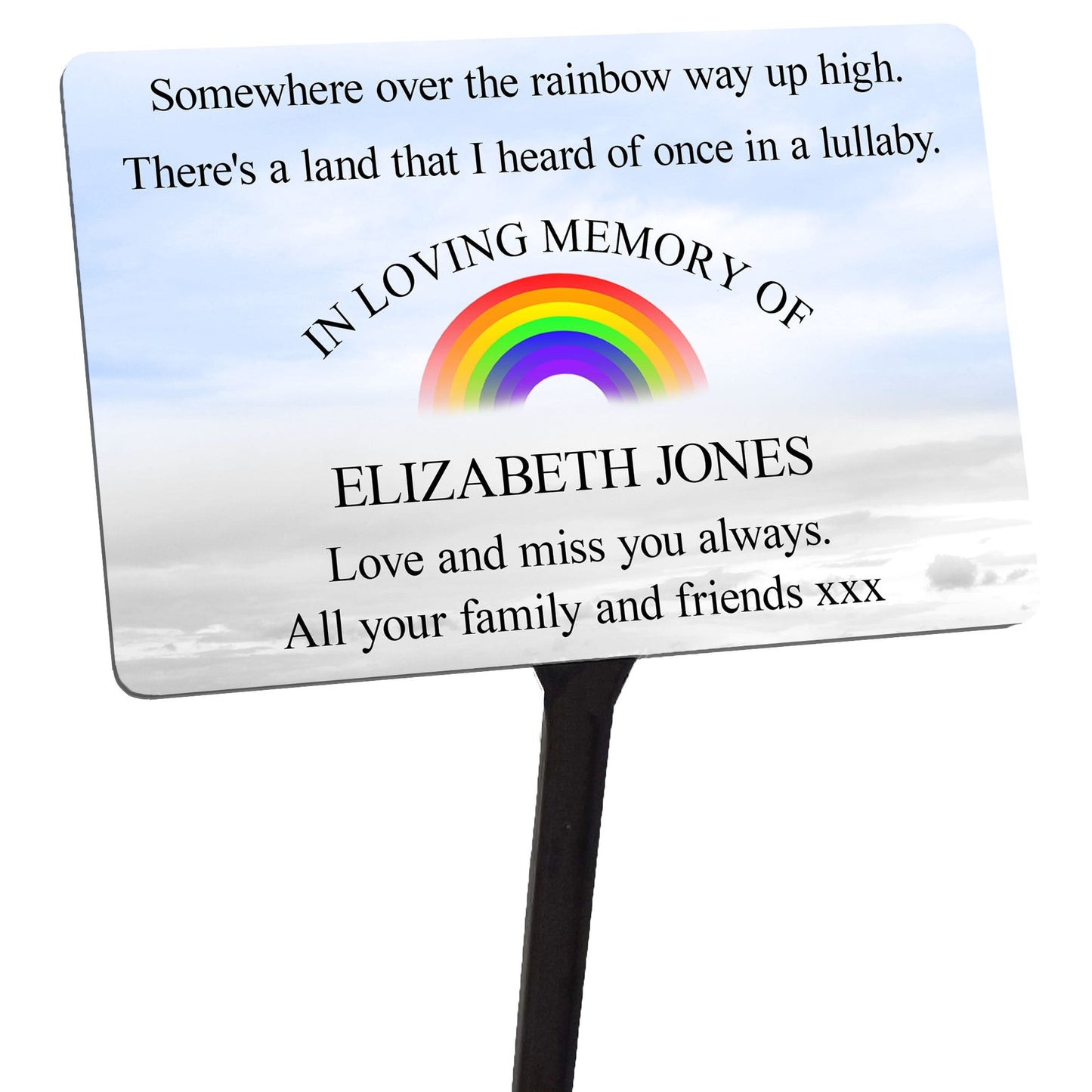 Personalised Memorial Plaque Rainbow and choice of Unicorns