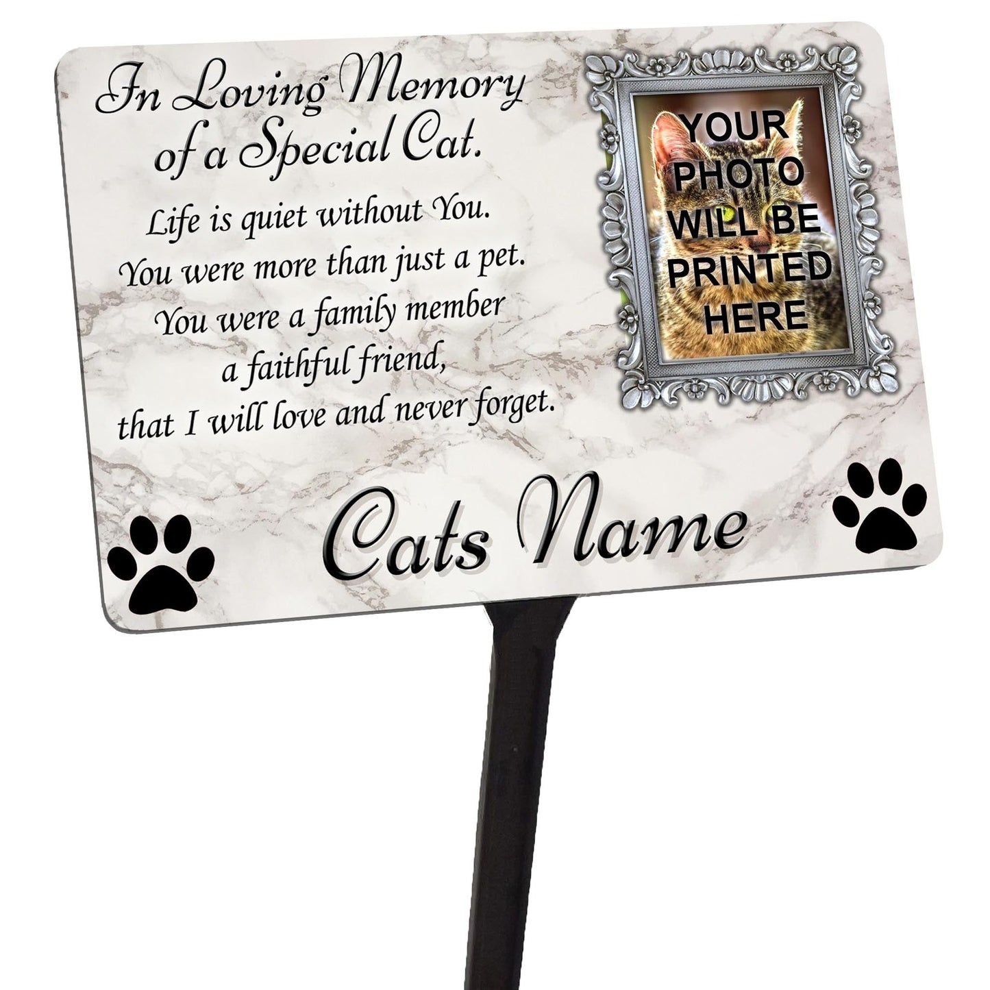 Your Photo Personalised Cat Kitten Memorial Plaque & Stake