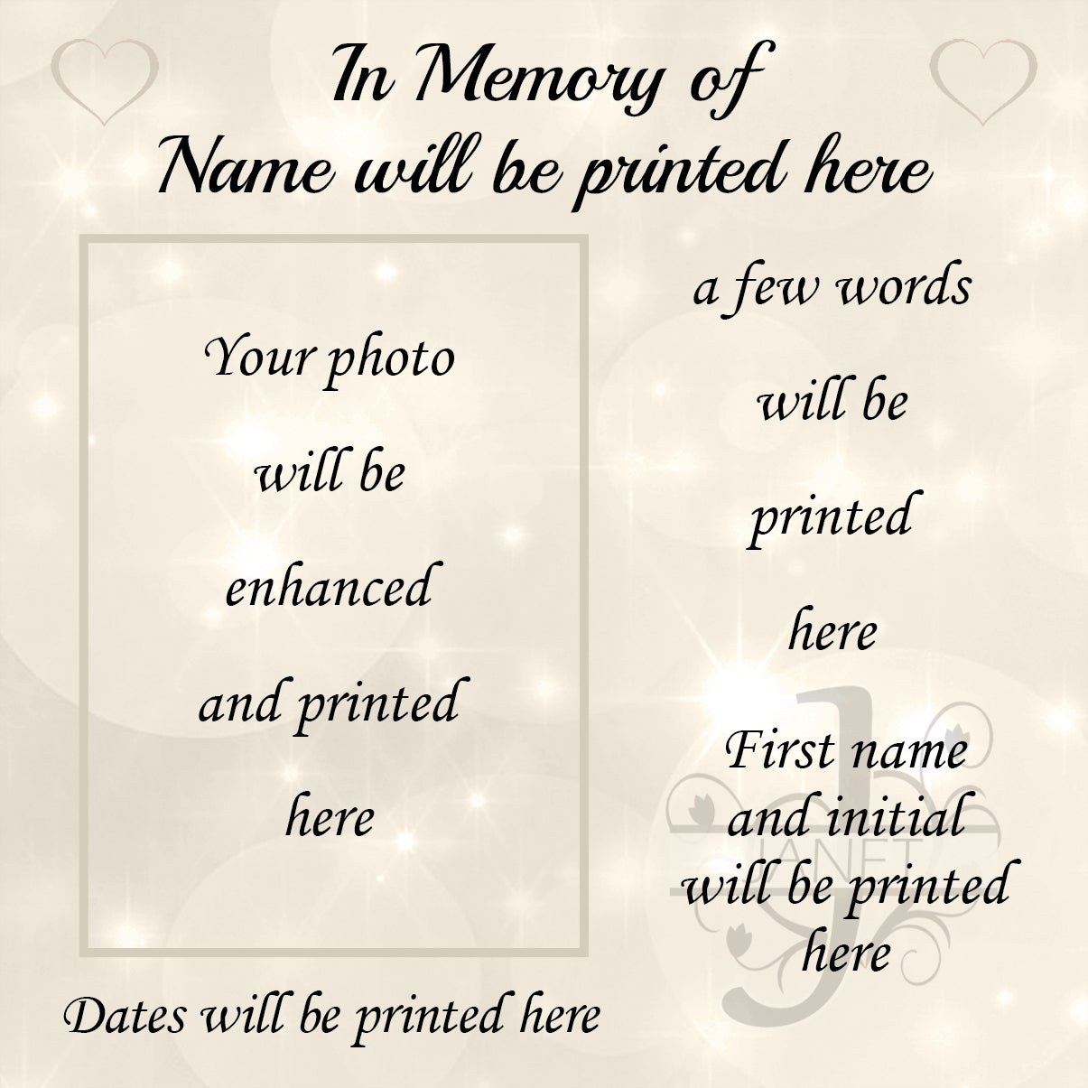 Square Photo Plaque for Headstone, Vase, Urn Waterproof UV Protection