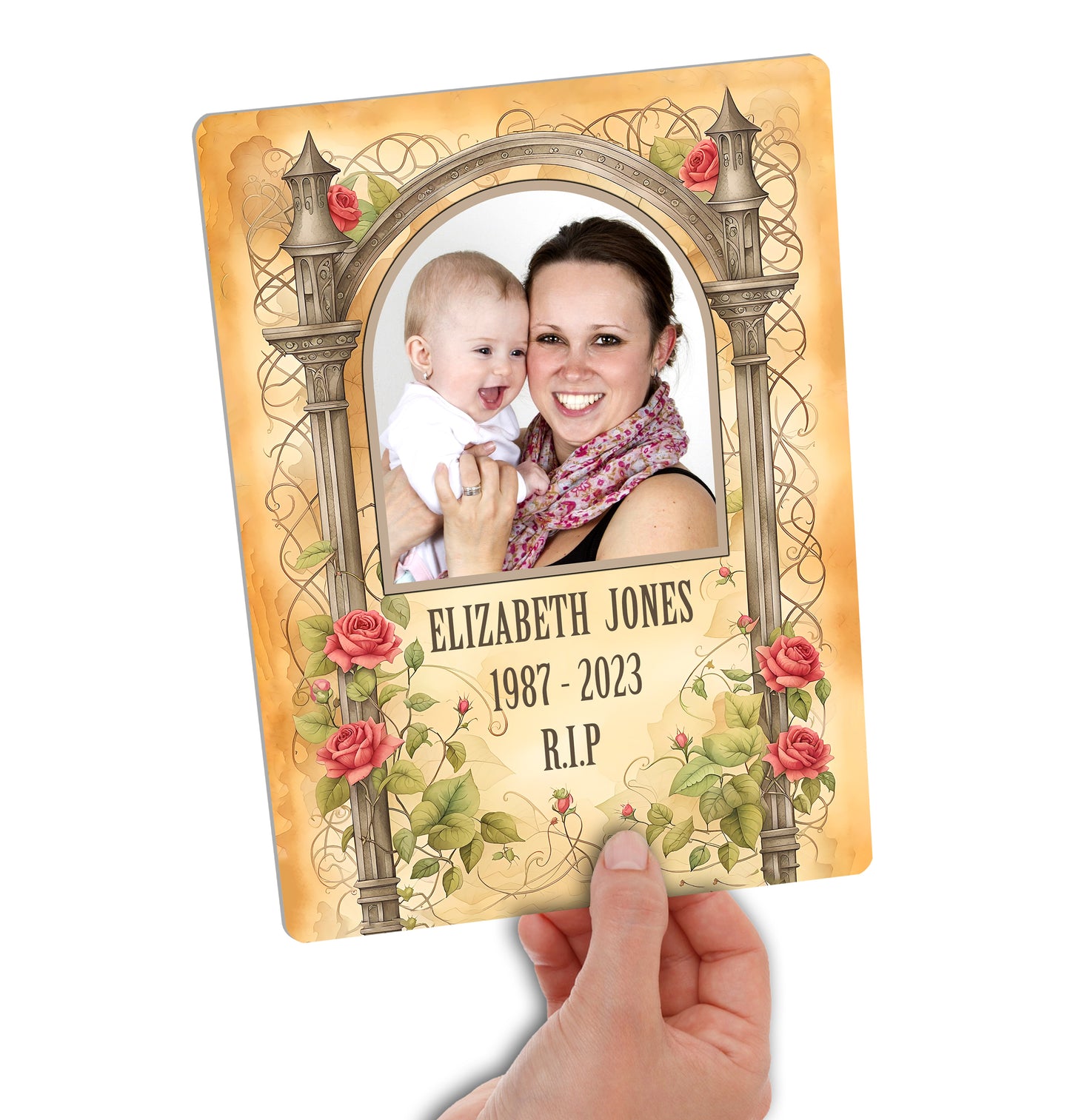 Your Photo on a Large Personalised Memorial Plaque. Waterproof, UV Protection