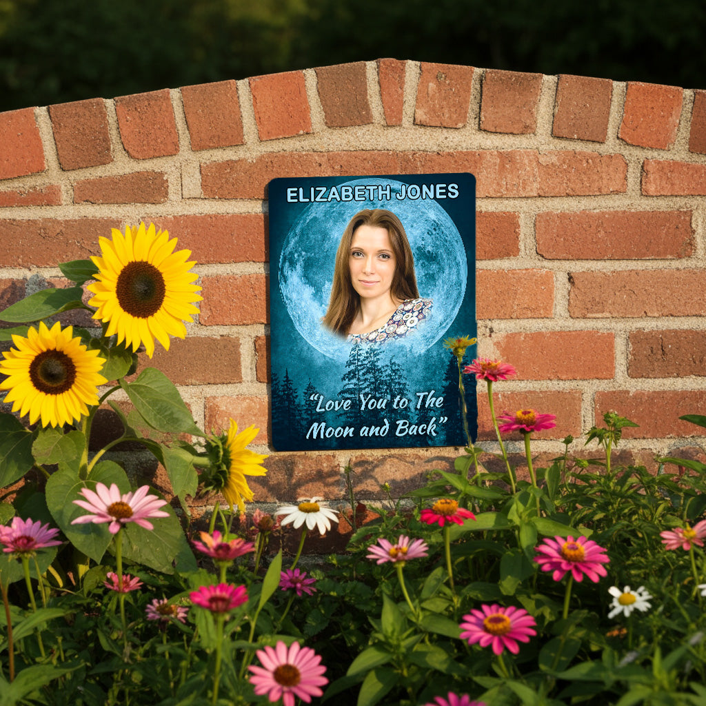 Your Photo on a Large Personalised Memorial Plaque. Waterproof, Moon