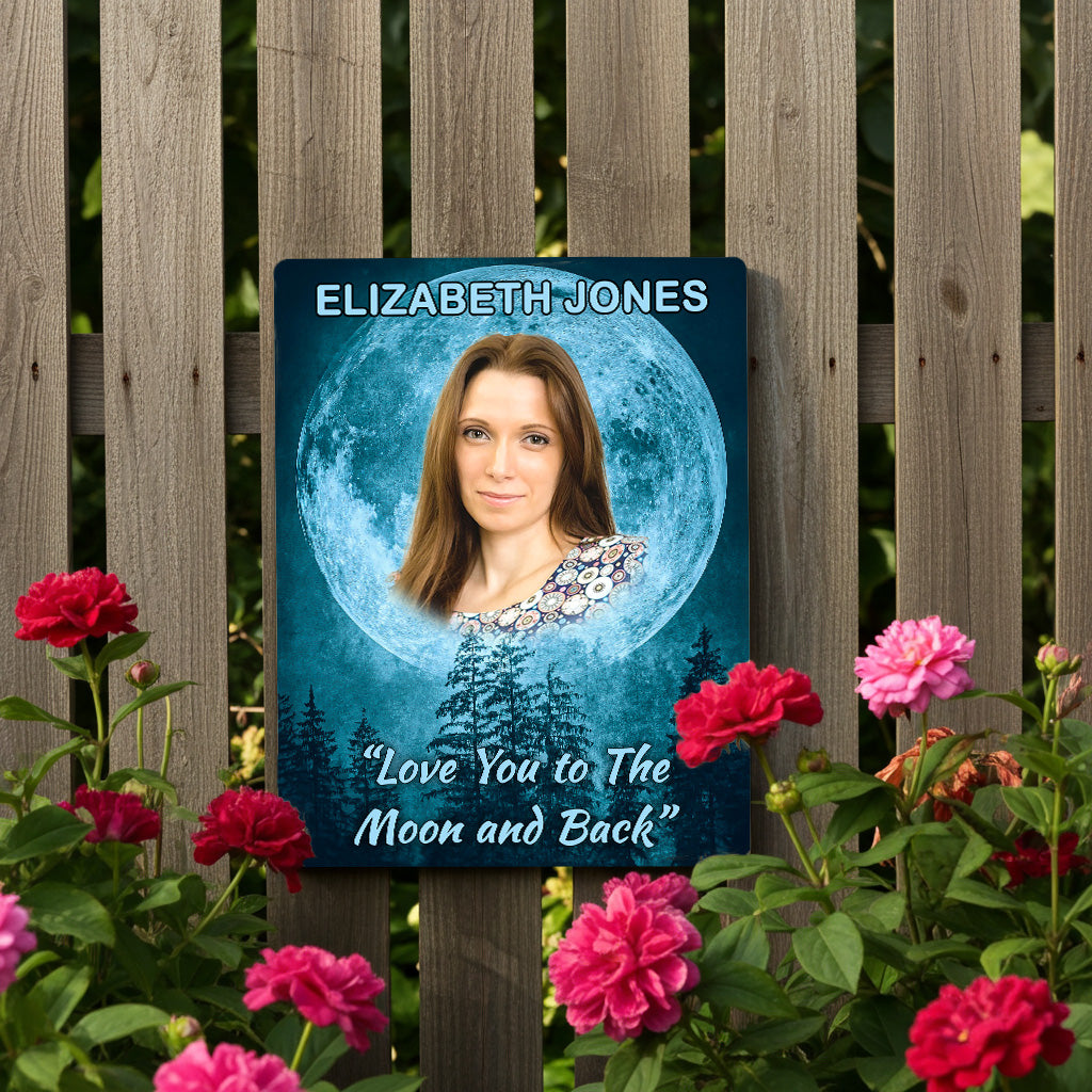 Your Photo on a Large Personalised Memorial Plaque. Waterproof, Moon