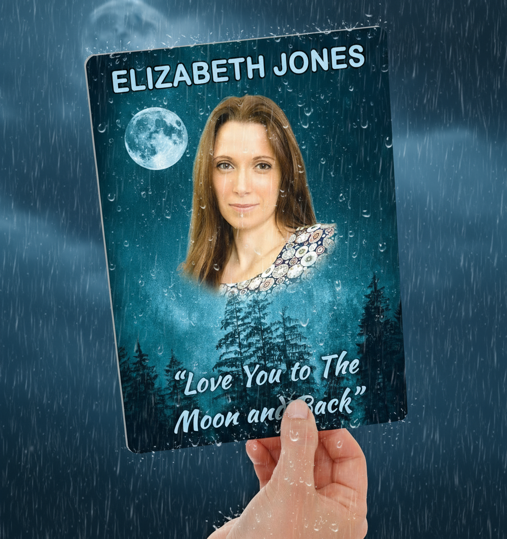 Your Photo on a Large Personalised Memorial Plaque. Waterproof, Moon