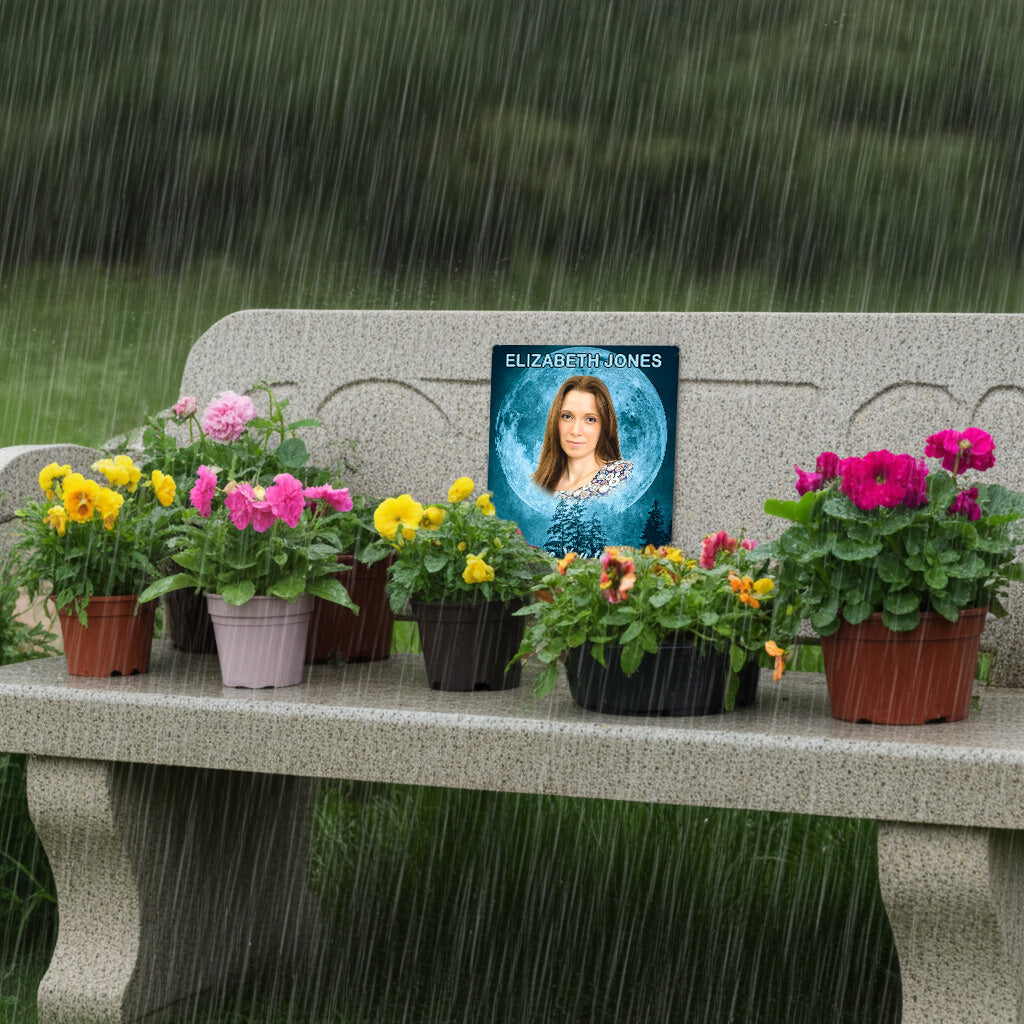 Your Photo on a Large Personalised Memorial Plaque. Waterproof, Moon