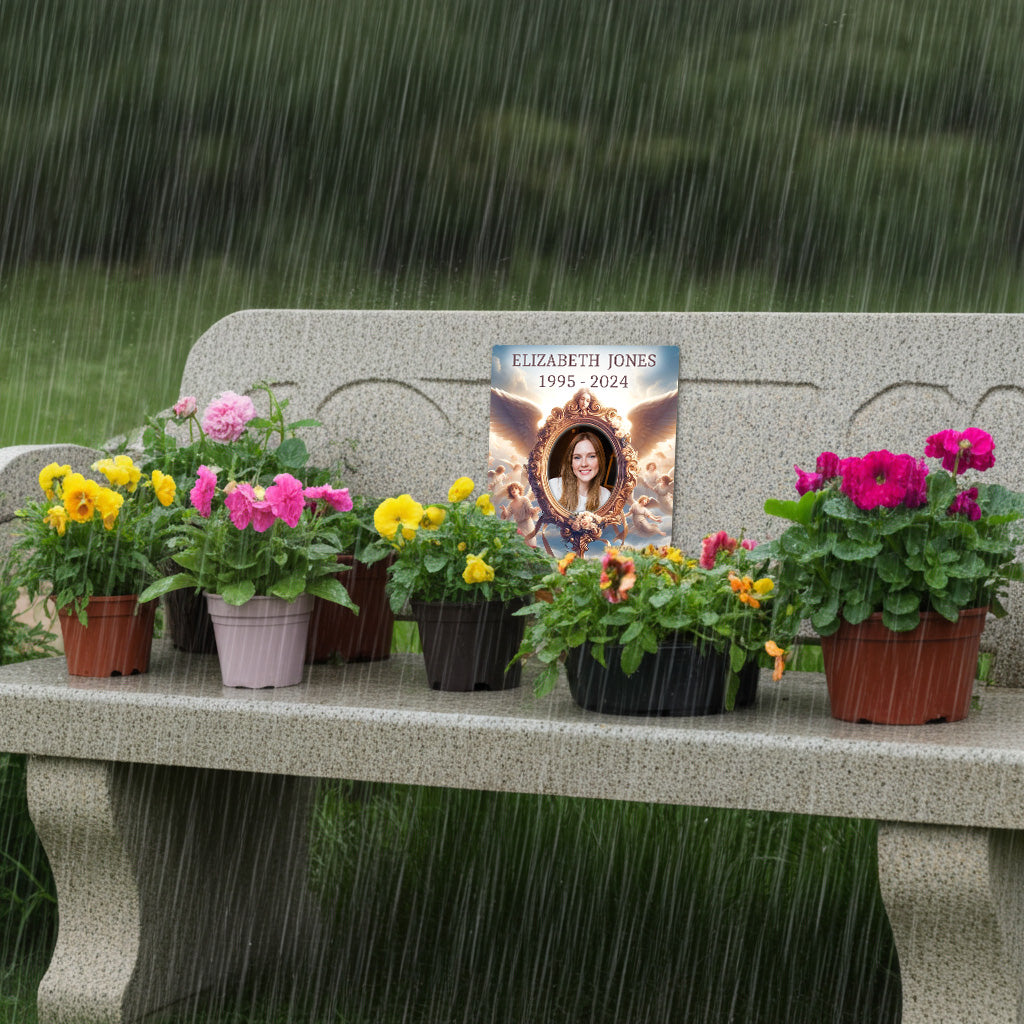 Your Photo on a Large Personalised Memorial Plaque. Waterproof, Oval