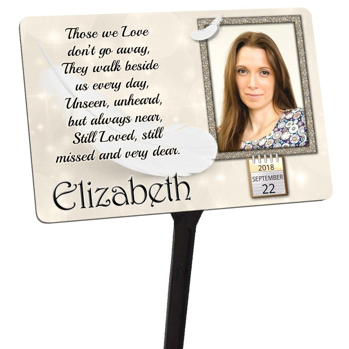 Your Photo Memorial Plaque & Stake Personalised. Name & Date