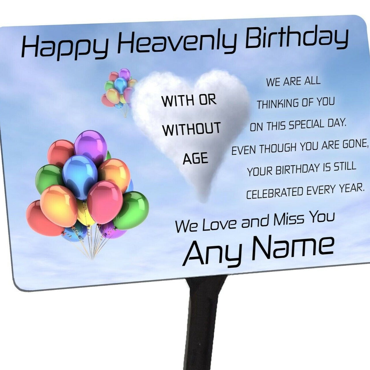 Birthday Memorial Plaque & Stake. Personalised Name, Age