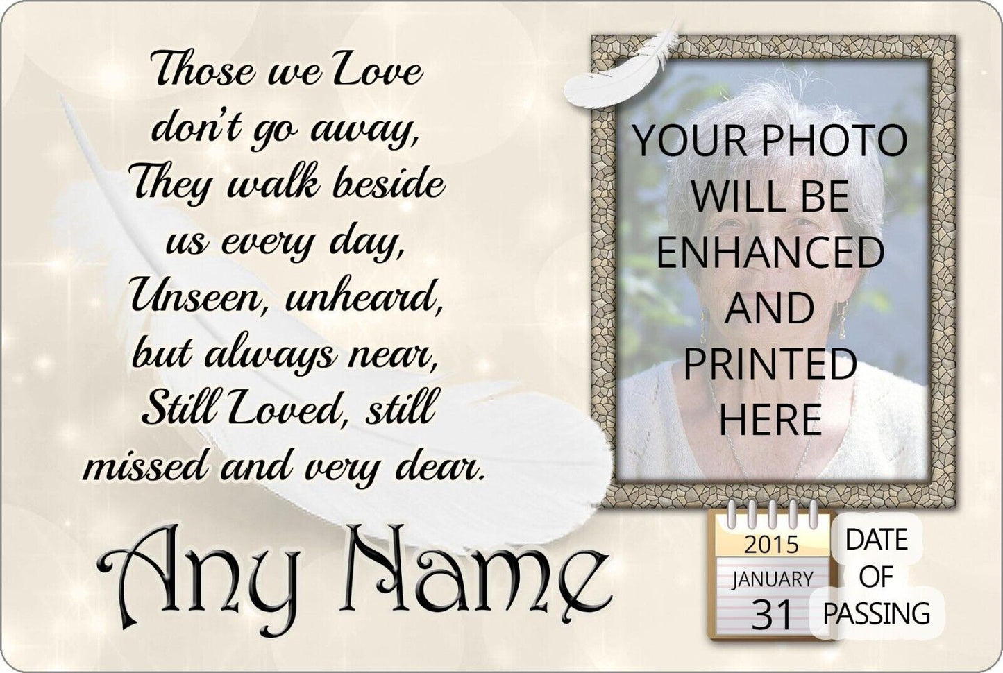 Your Photo Memorial Plaque & Stake Personalised. Name & Date