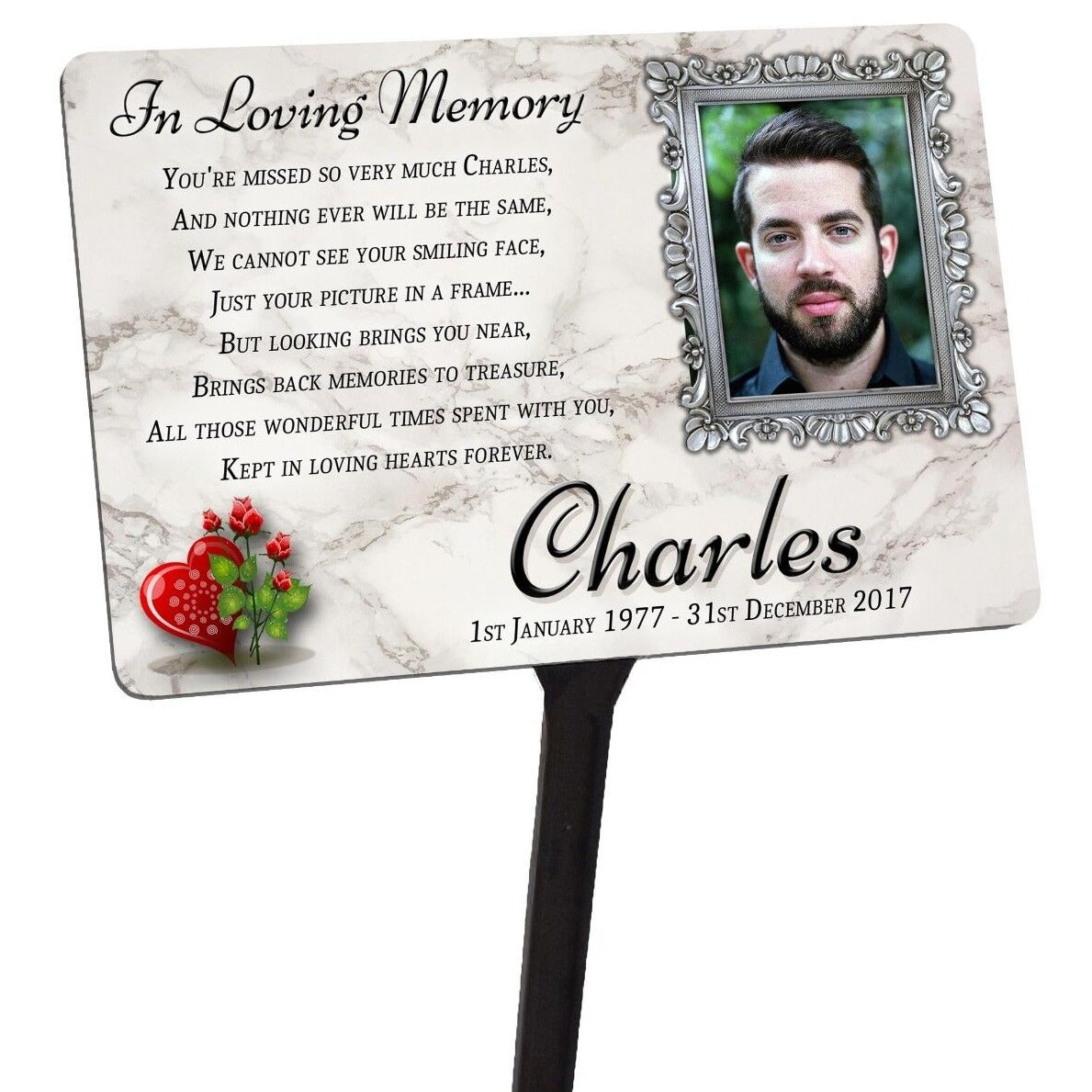 Your Photo Memorial Plaque & Stake Personalised.