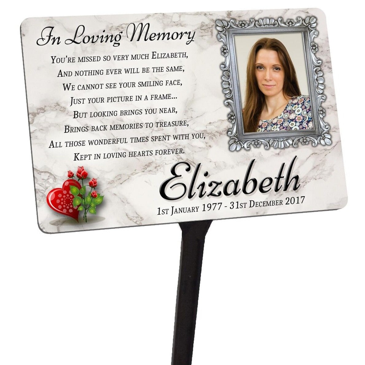 Your Photo Memorial Plaque & Stake Personalised.