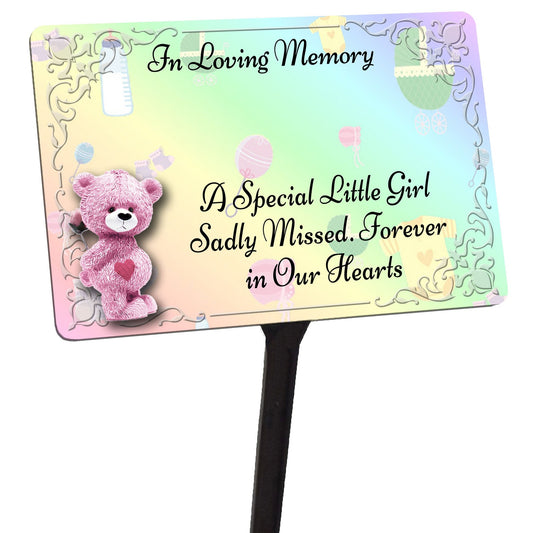 Personalised Baby Girl Memorial Plaque & Stake.