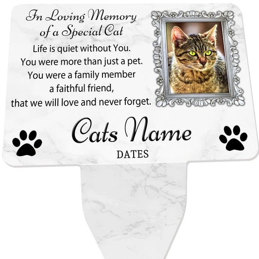 Photo Personalised Cat Kitten Memorial Plaque.