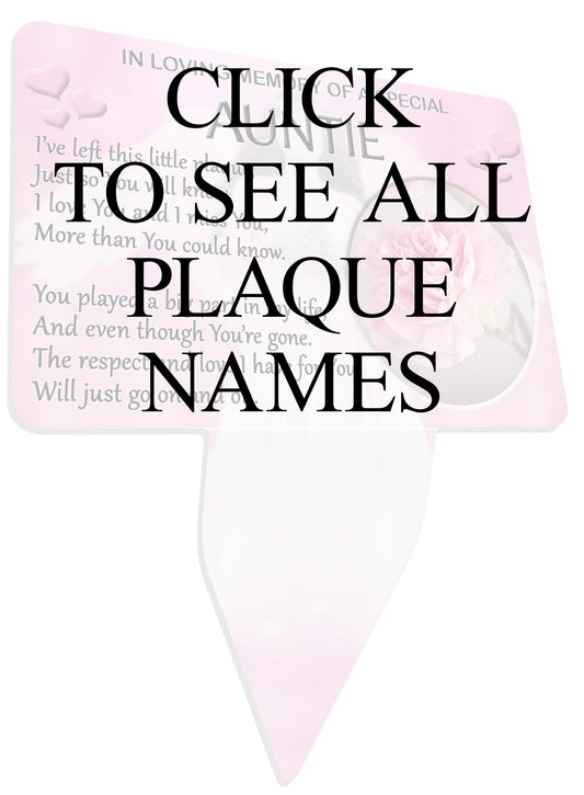 Female Relative Memorial Plaque Spike. Pink Angel