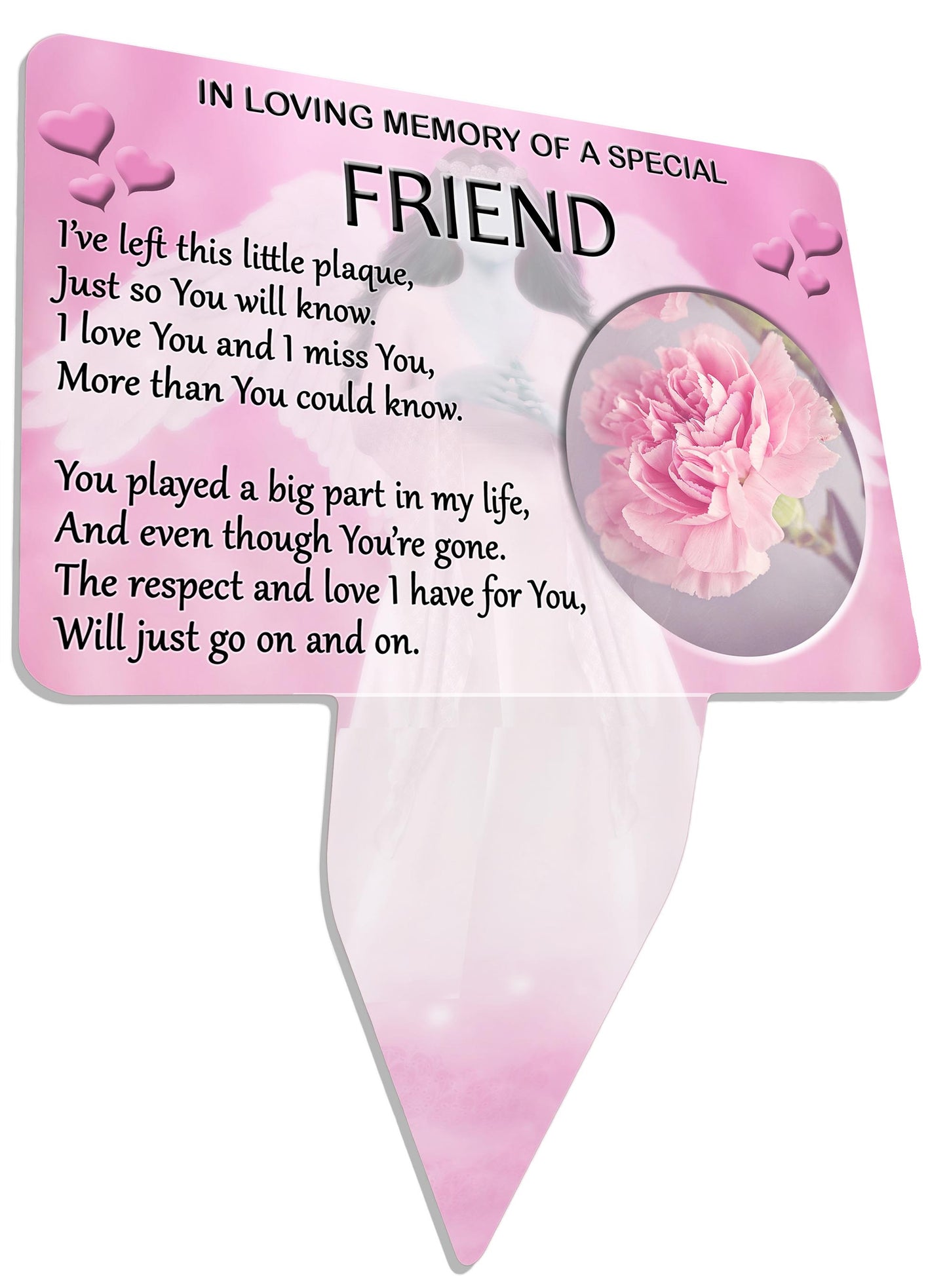 Female Relative Memorial Plaque Spike. Pink Angel