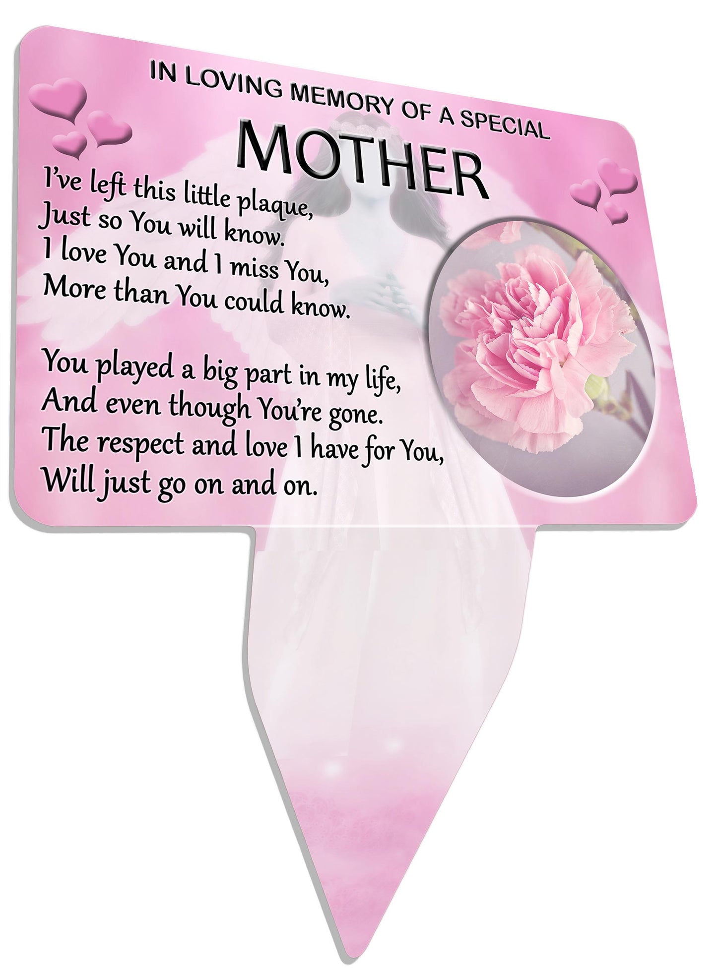 Female Relative Memorial Plaque Spike. Pink Angel