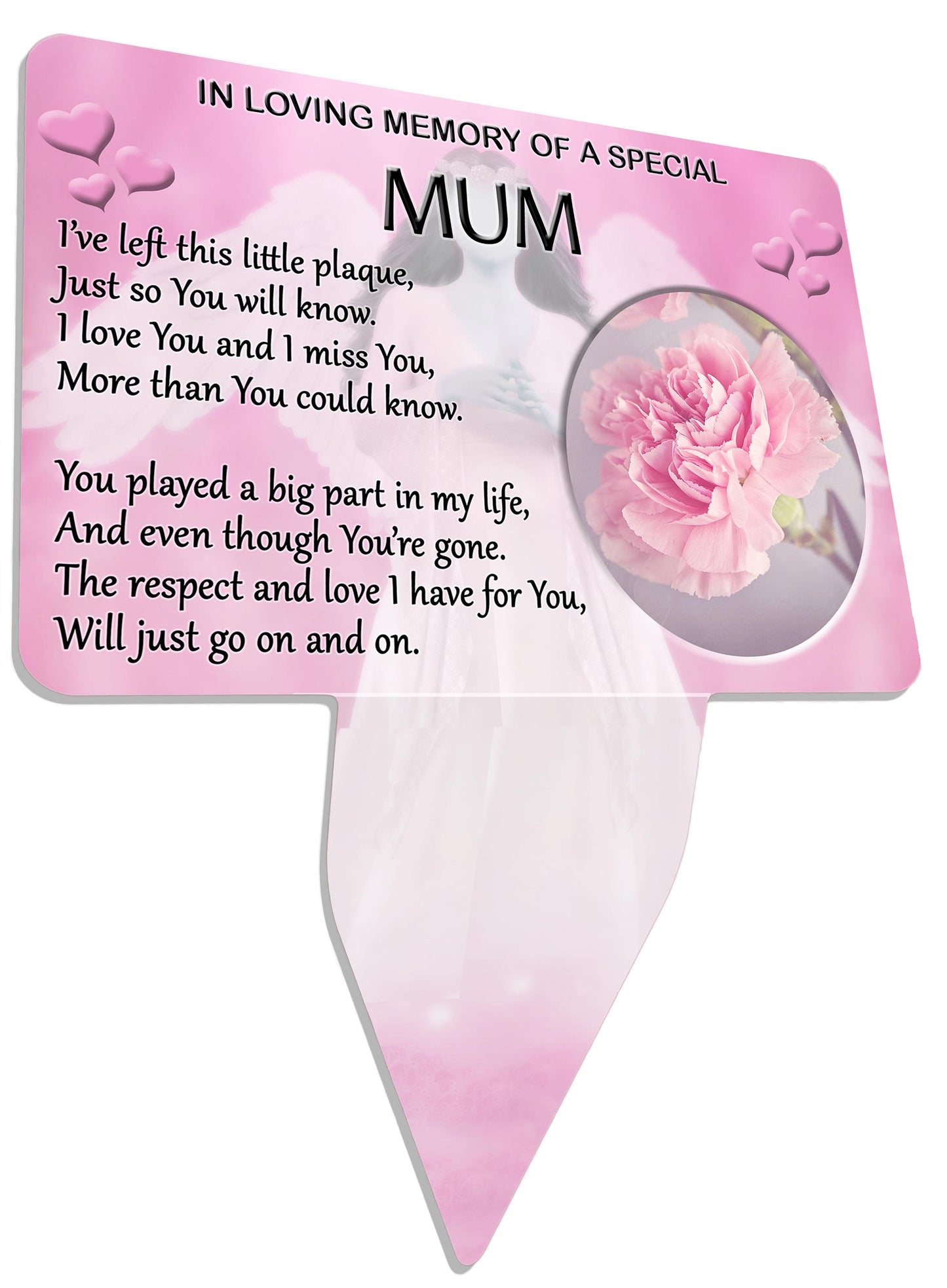 Female Relative Memorial Plaque Spike. Pink Angel