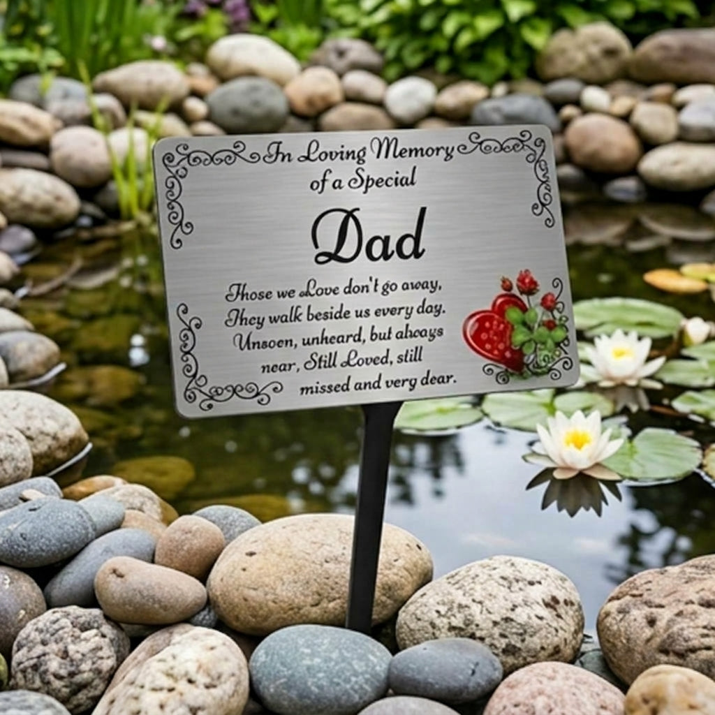 Dad Memorial Plaque & Stake Brushed Silver or Gold