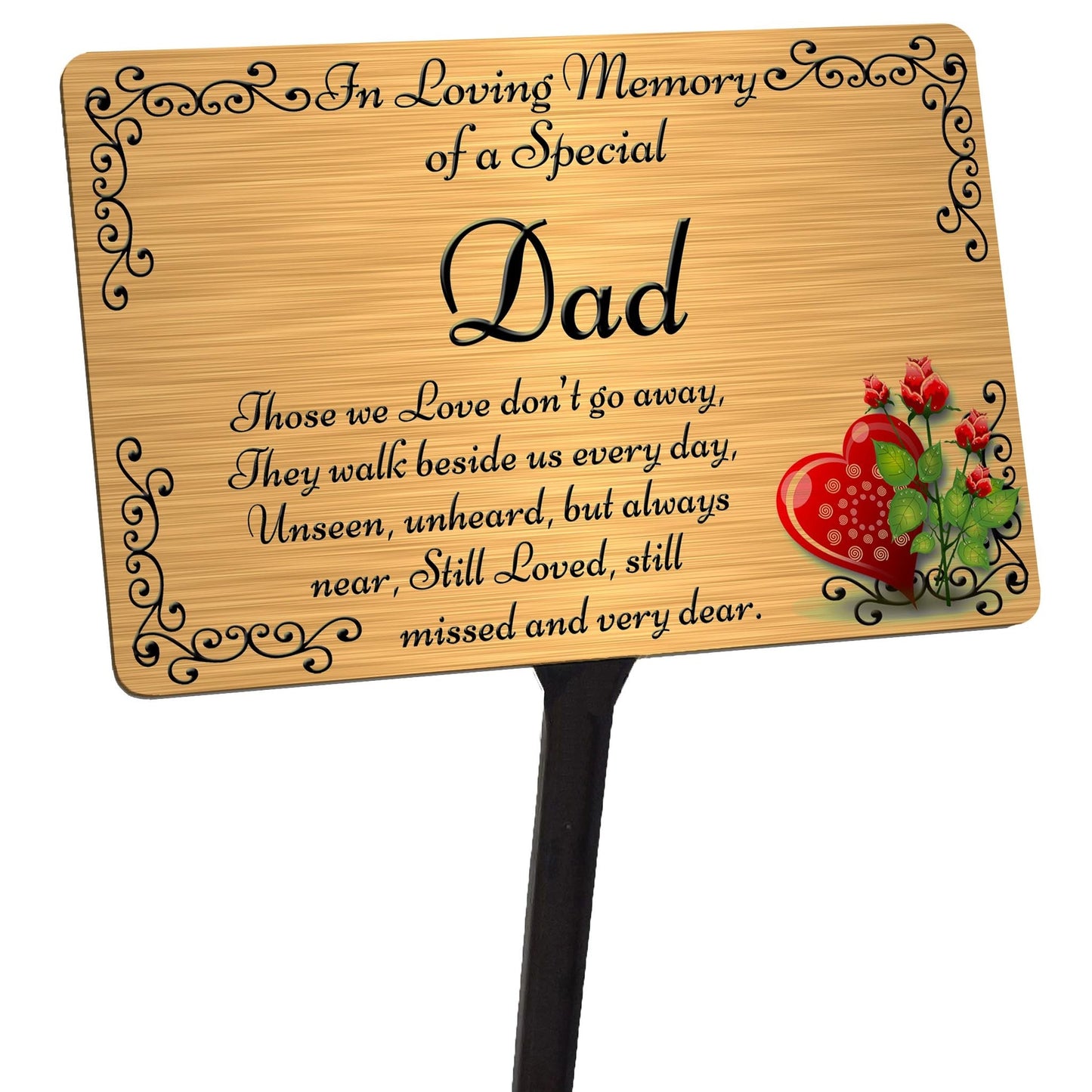 Dad Memorial Plaque & Stake Brushed Silver or Gold