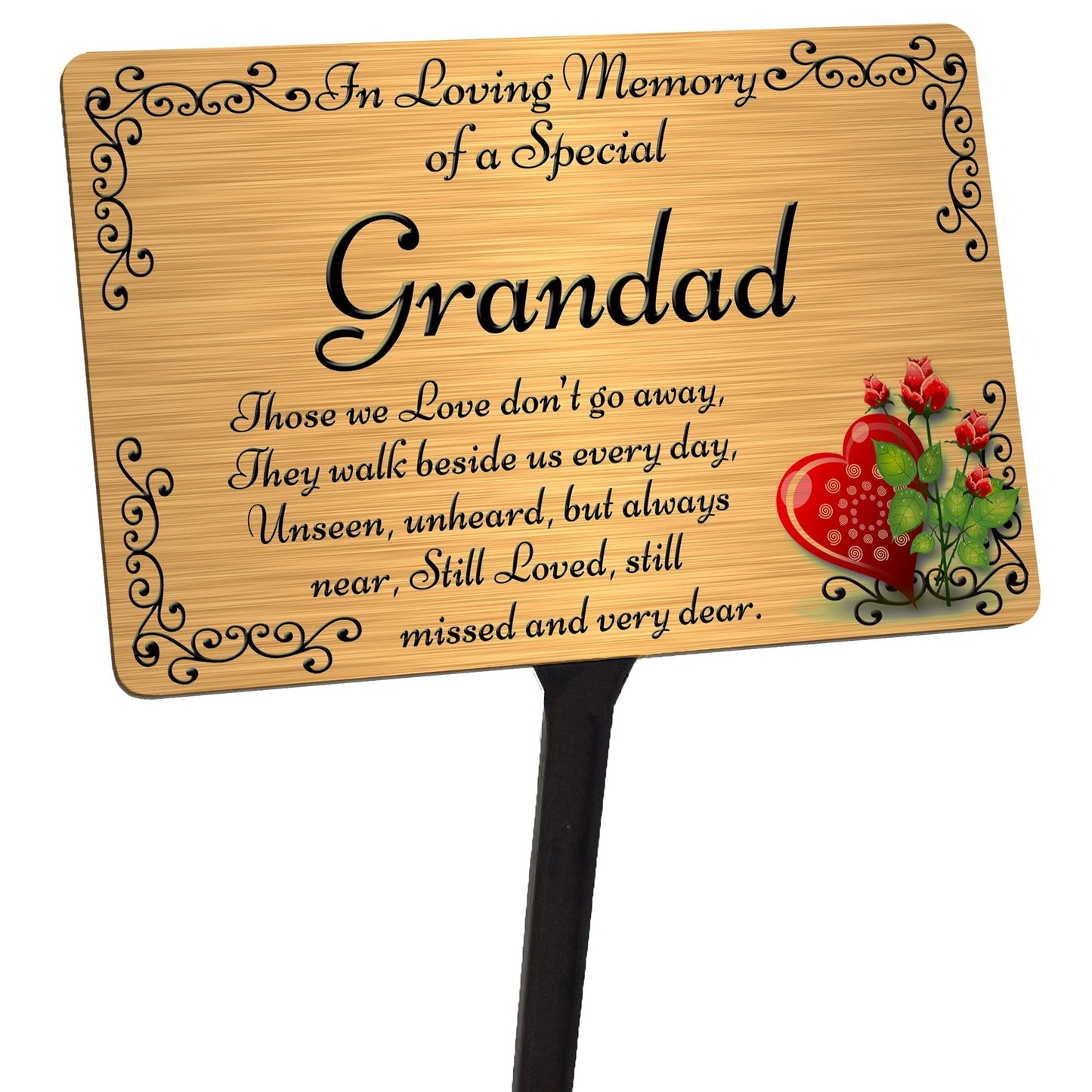 Grandad Memorial Plaque & Stake. Brushed Silver or Gold