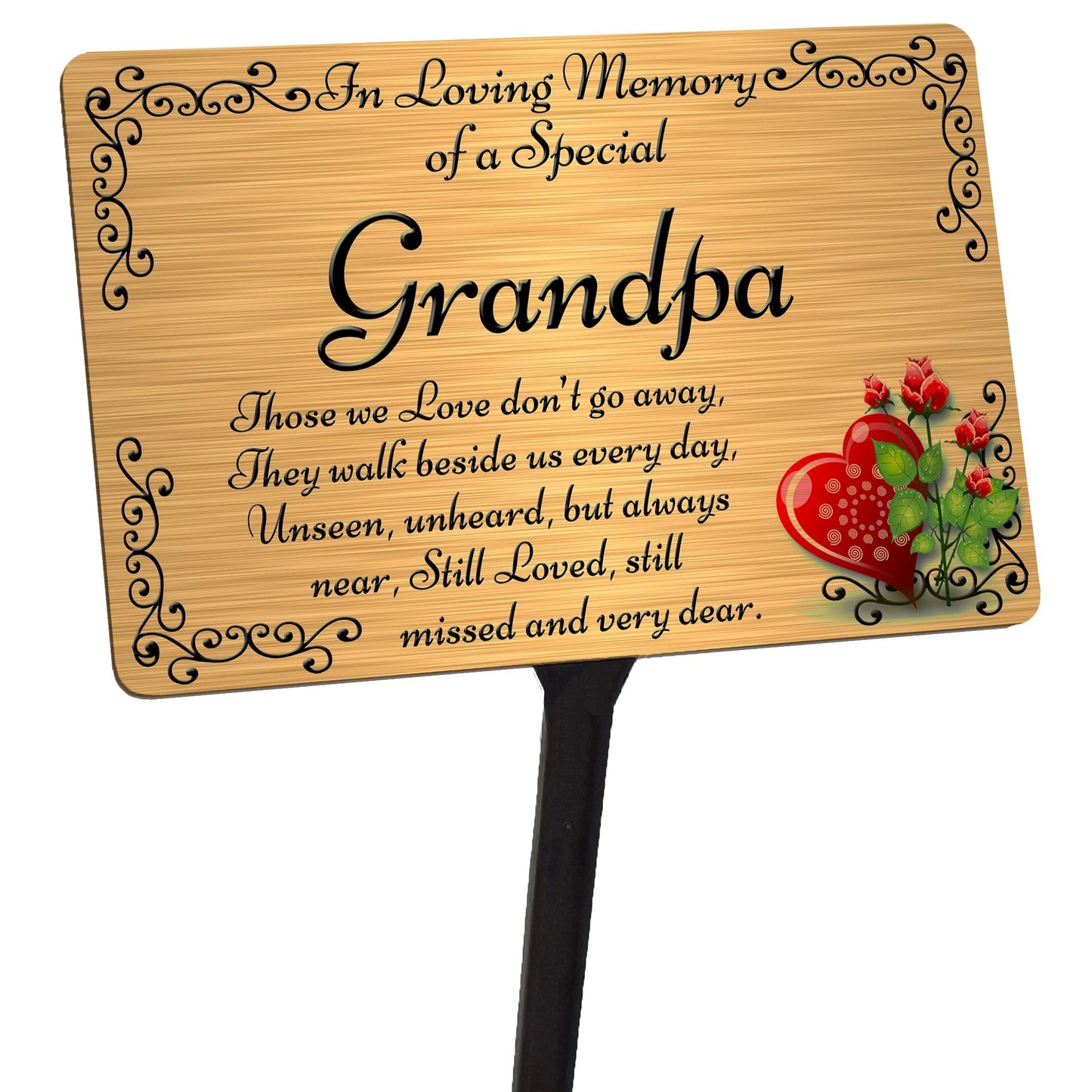 Grandpa Memorial Plaque & Stake. Brushed Silver or Gold