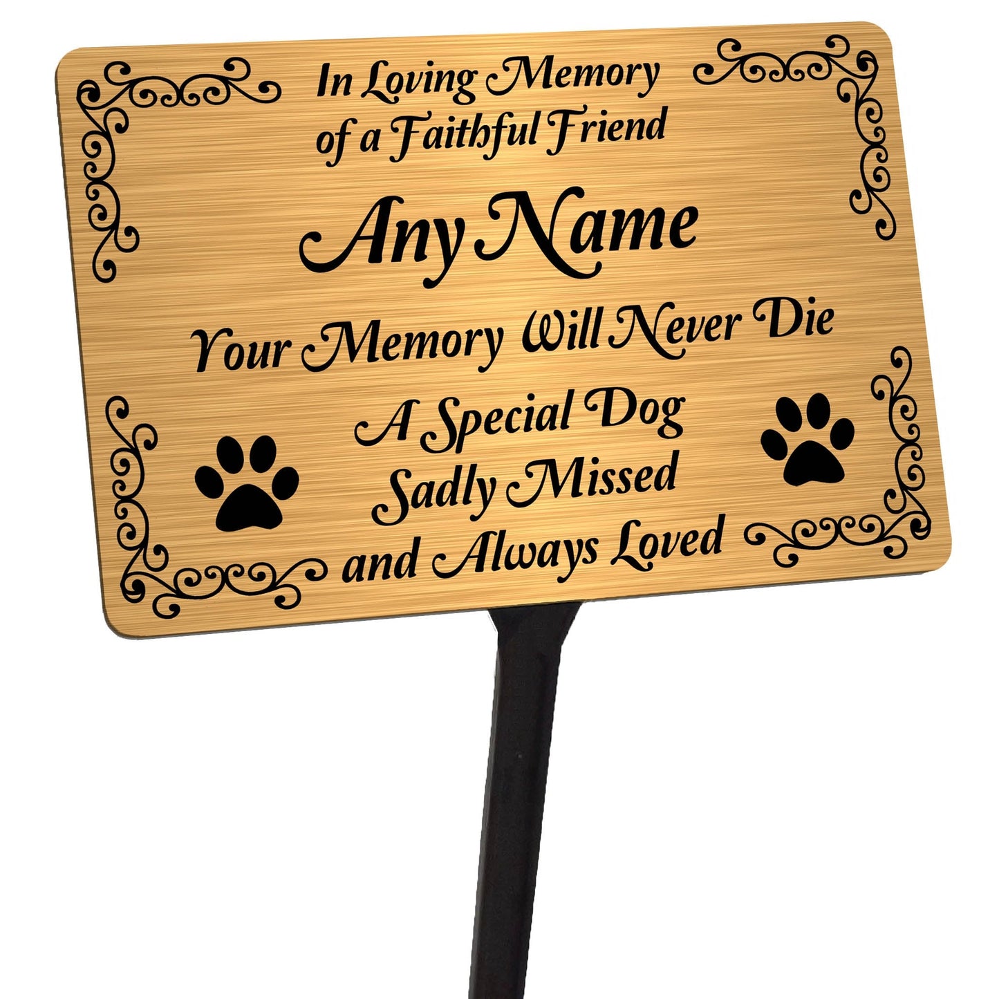 Personalised Dog Memorial Plaque Brushed Silver or Gold