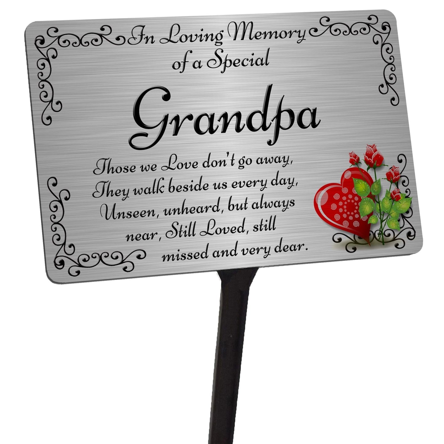 Grandpa Memorial Plaque & Stake. Brushed Silver or Gold