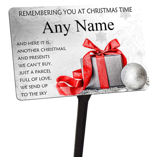 Personalised Christmas Memorial Plaque & Stake with Name Parcel