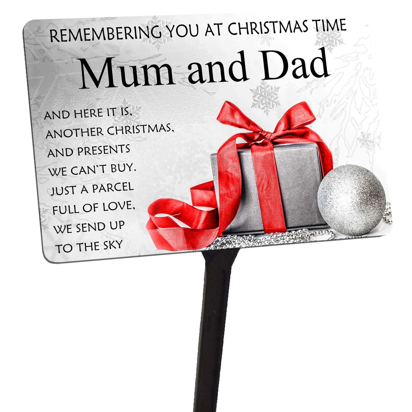 Personalised Christmas Memorial Plaque & Stake with Name Parcel