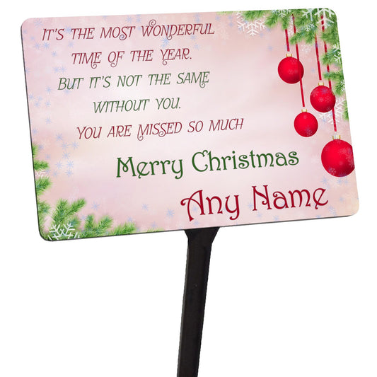 Personalised Christmas Memorial Plaque & Stake with Name Most Wonderful