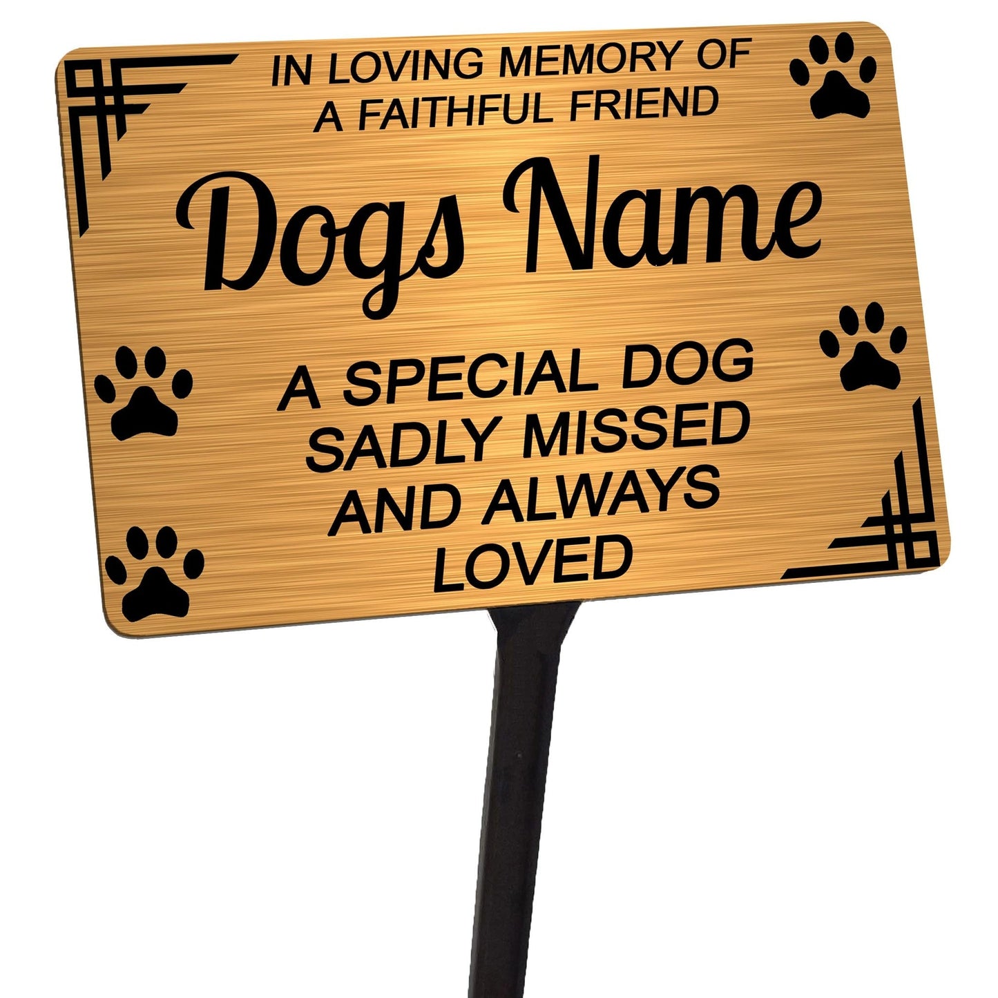 Personalised Dog Memorial Plaque Brushed Silver or Gold