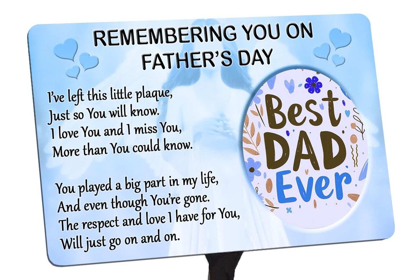 Fathers Day Memorial Plaque & Stake. Best Dad Ever. Waterproof garden grave