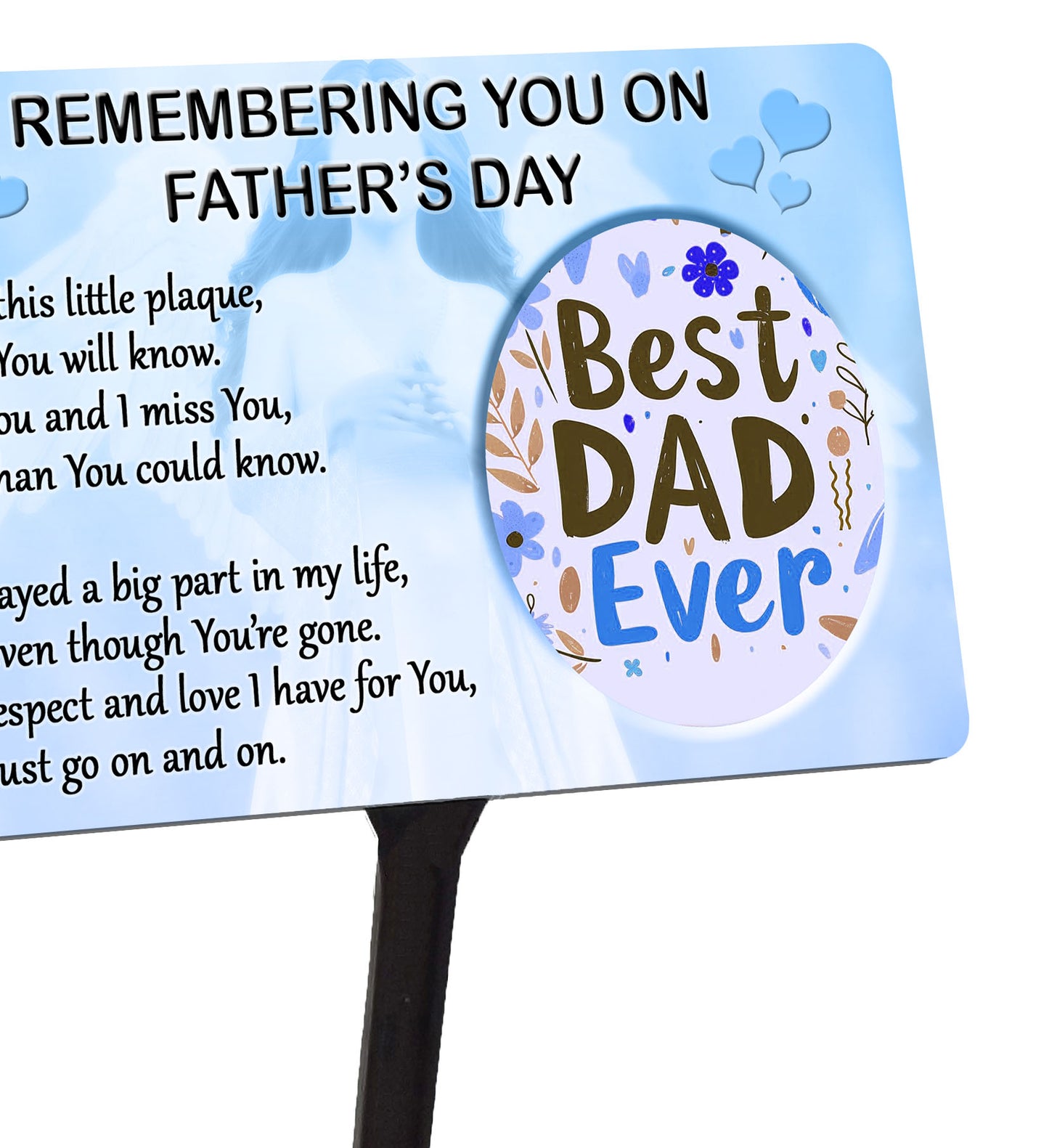 Fathers Day Memorial Plaque & Stake. Best Dad Ever. Waterproof garden grave