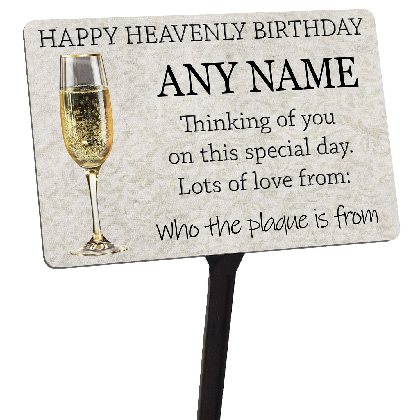 Personalised Memorial Plaque & Stake Happy Heavenly Birthday