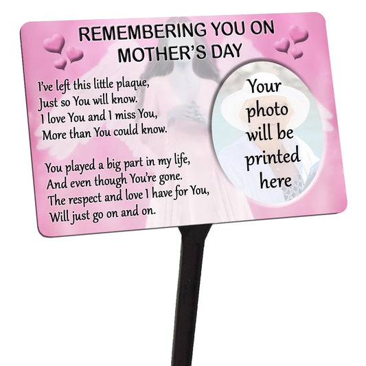 Mothers Day Memorial Plaque & Stake. with your photo. Waterproof garden grave