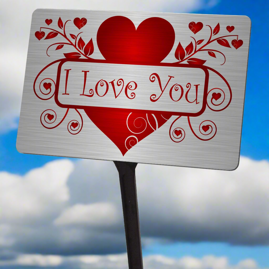 Valentines Day Memorial Plaque & Stake. I Love You. With UV Protection.