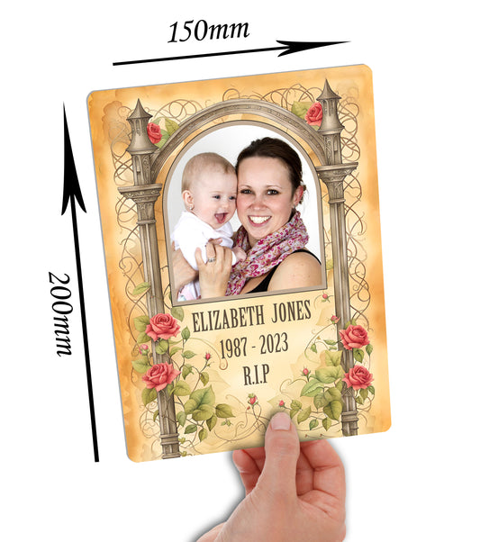 Your Photo on a Large Personalised Memorial Plaque. Waterproof, UV Protection