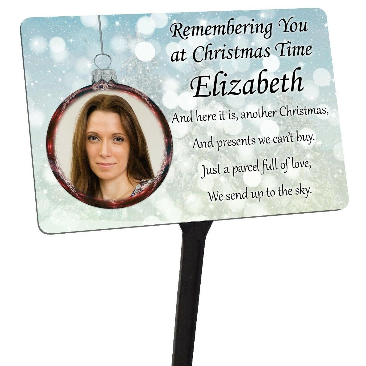 Personalised Christmas Memorial Plaque & Stake Your Photo.