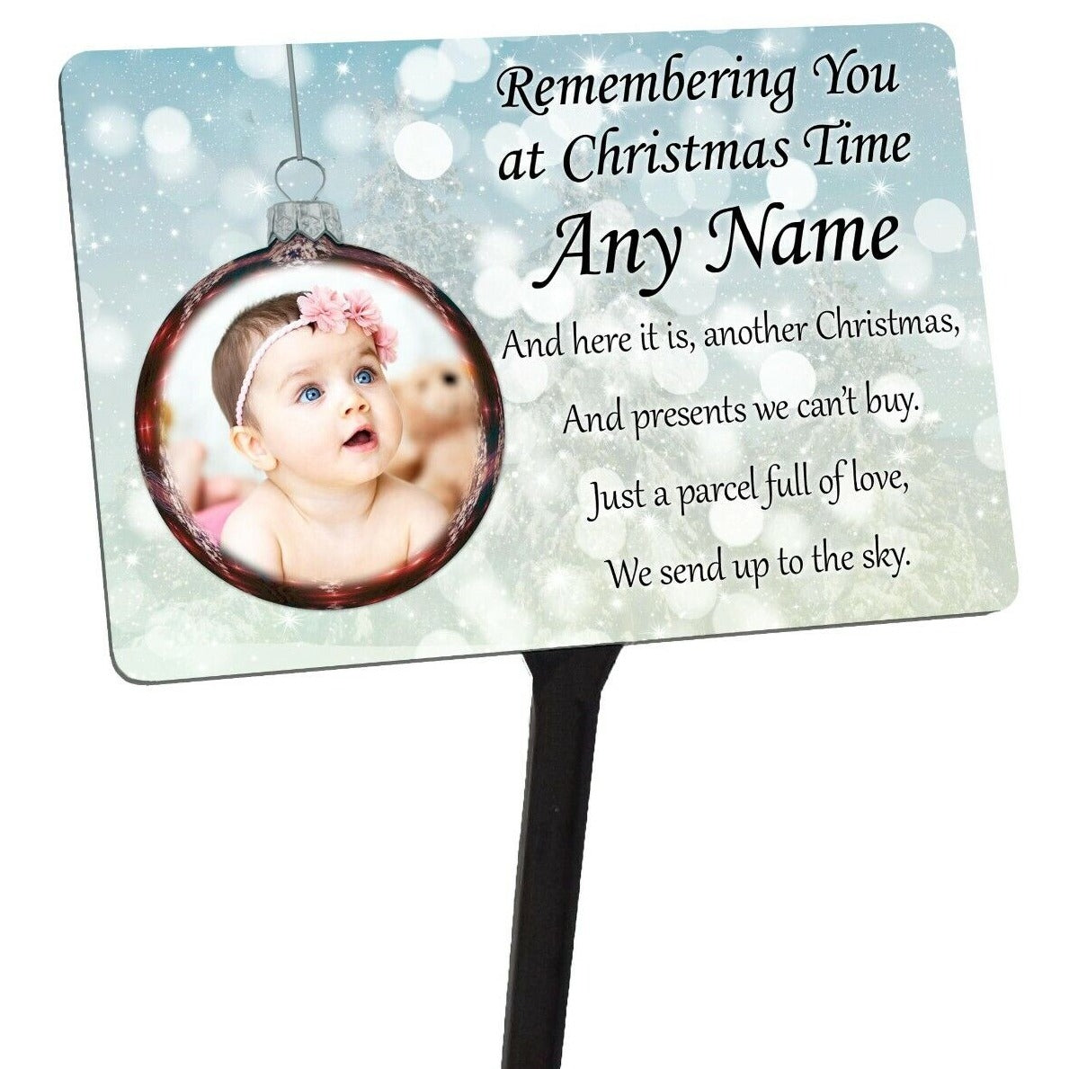 Personalised Christmas Memorial Plaque & Stake Your Photo.