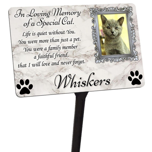 Your Photo Personalised Cat Kitten Memorial Plaque & Stake