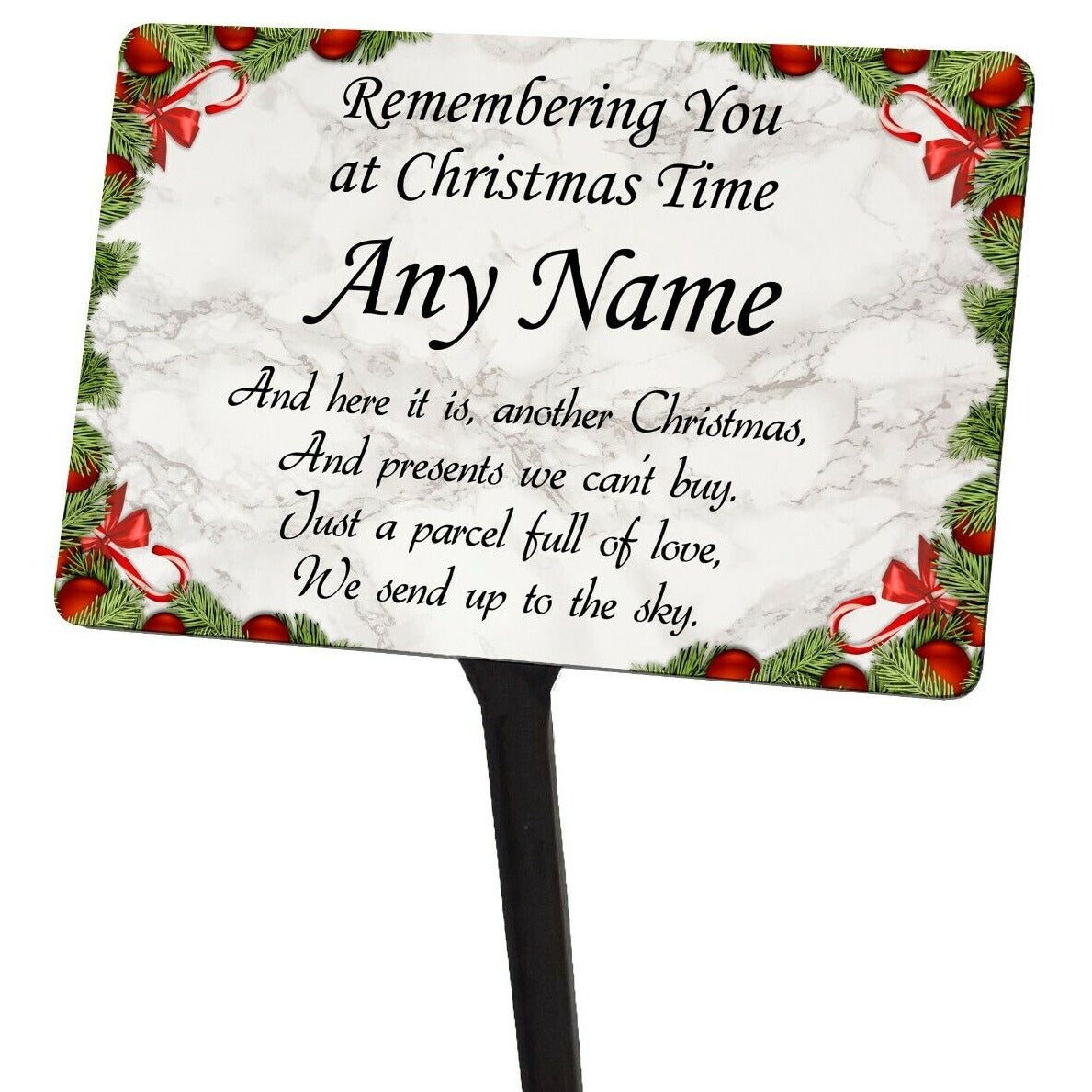 Personalised Christmas Memorial Plaque & Stake with Name